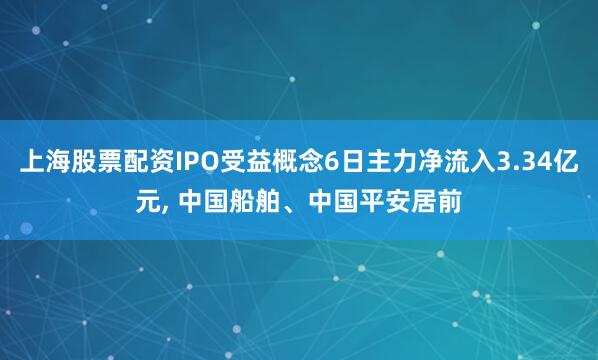 上海股票配资IPO受益概念6日主力净流入3.34亿元, 中国船舶、中国平安居前